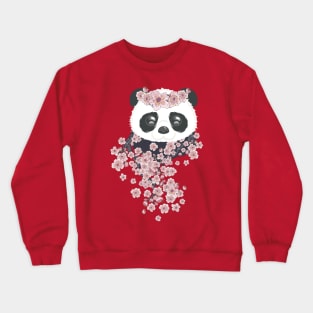 Panda with Sakura branch Crewneck Sweatshirt